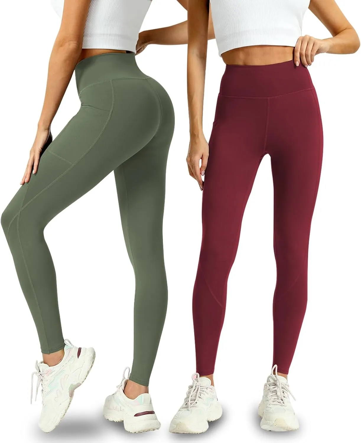 4 Pack Leggings with Pockets for Women - Soft High Waisted Tummy Control Workout Yoga Pants
