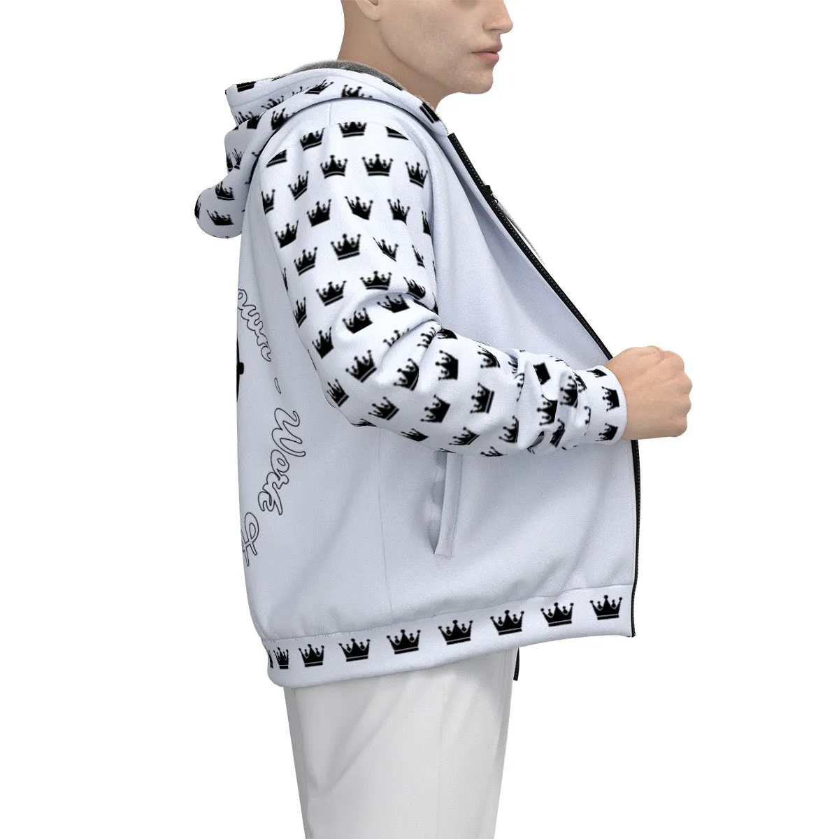 All-Over Print Men's Sherpa Fleece Zip Up Hoodie fitness theme