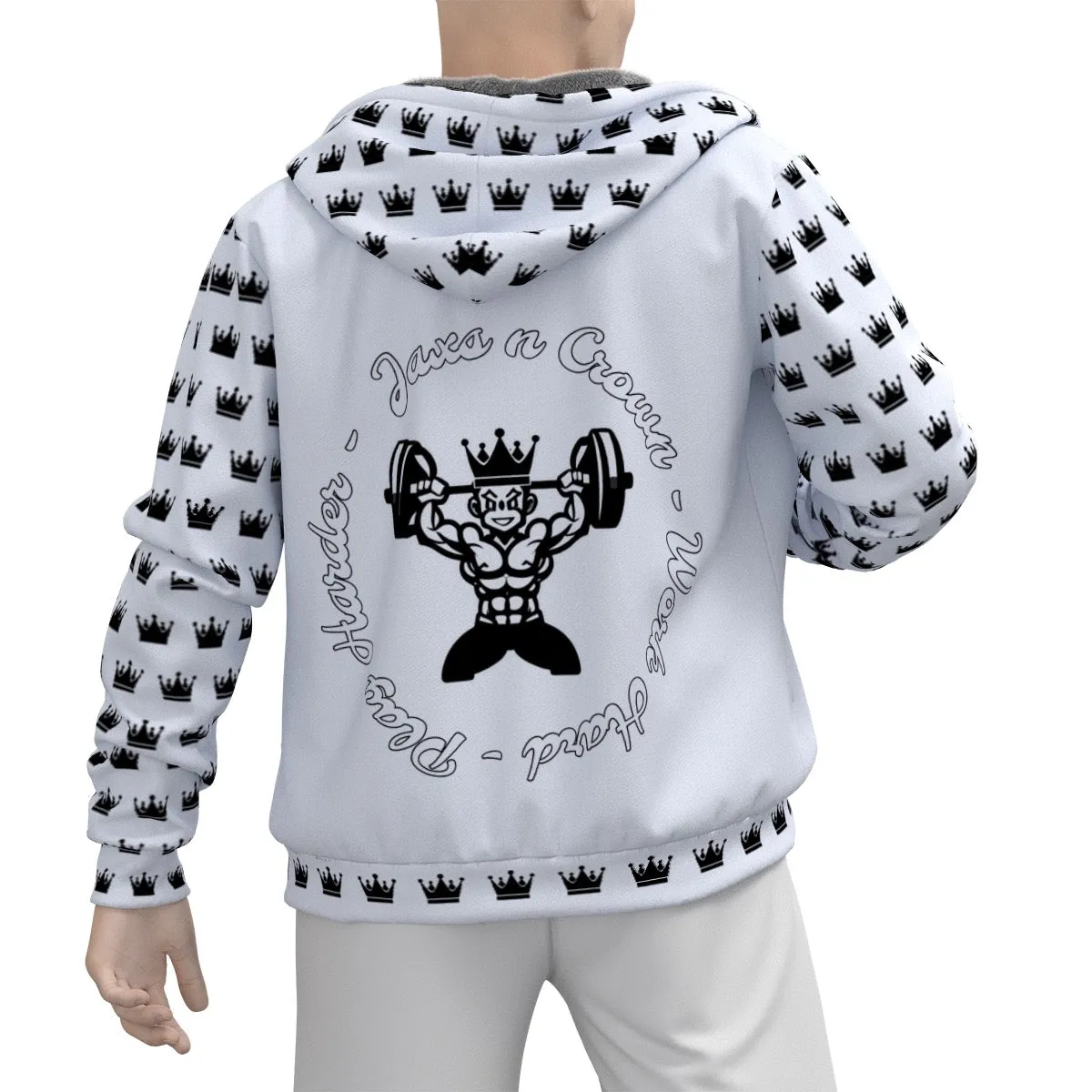 All-Over Print Men's Sherpa Fleece Zip Up Hoodie fitness theme