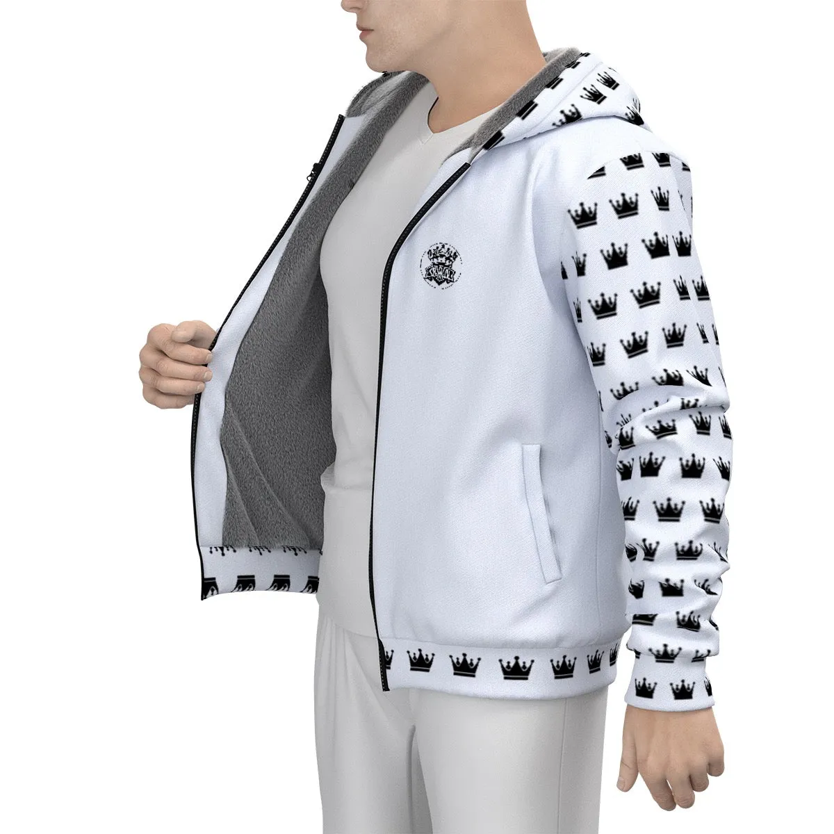 All-Over Print Men's Sherpa Fleece Zip Up Hoodie fitness theme