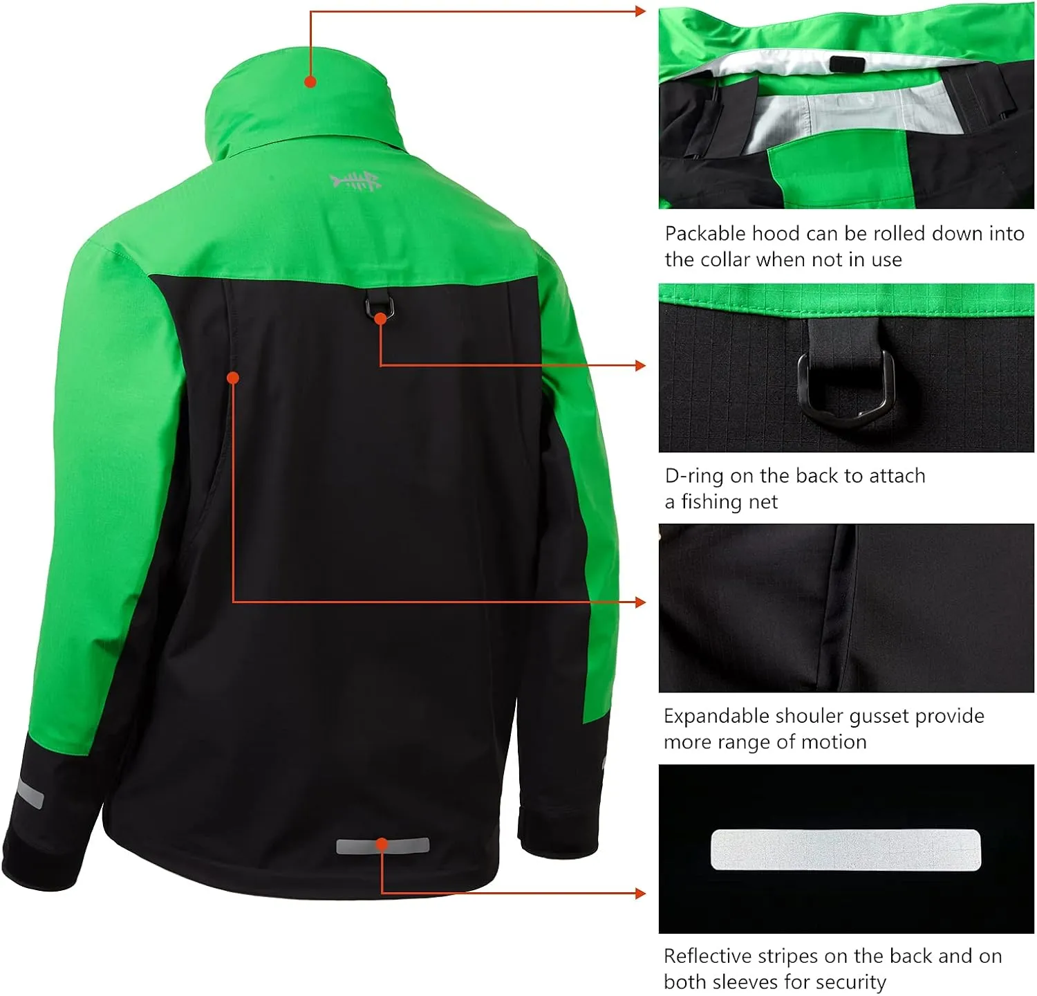 BASSDASH Valor Waterproof Fishing Jackets for Men Women Breathable Windproof Rain Jacket