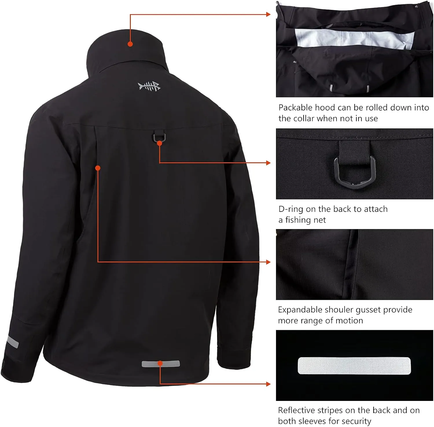 BASSDASH Valor Waterproof Fishing Jackets for Men Women Breathable Windproof Rain Jacket
