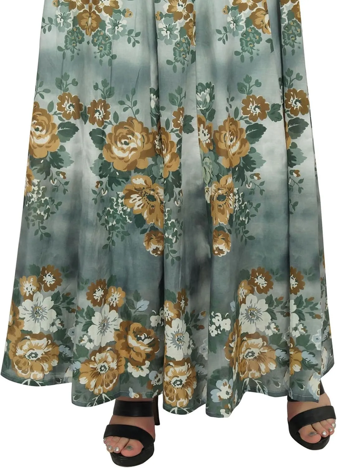 Bimba Women's Floral Print Cotton Skirt Elastic Waist Maxi Summer Skirts