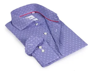 Blue Long Sleeve Shirt with contract trimming // Dual cuffs// contemporary fit