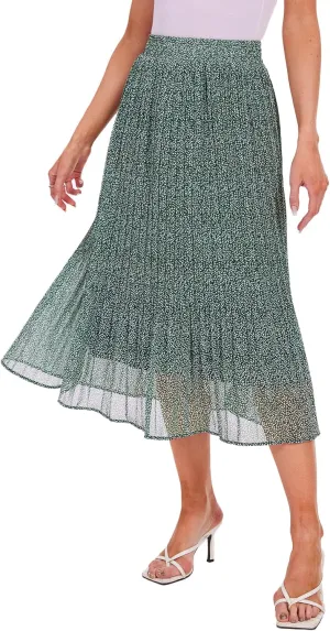 Breezy Lane Womens Midi Skirts for Women Pleated Elastic High Waisted A Line Ruffle Flowy Summer Skirts