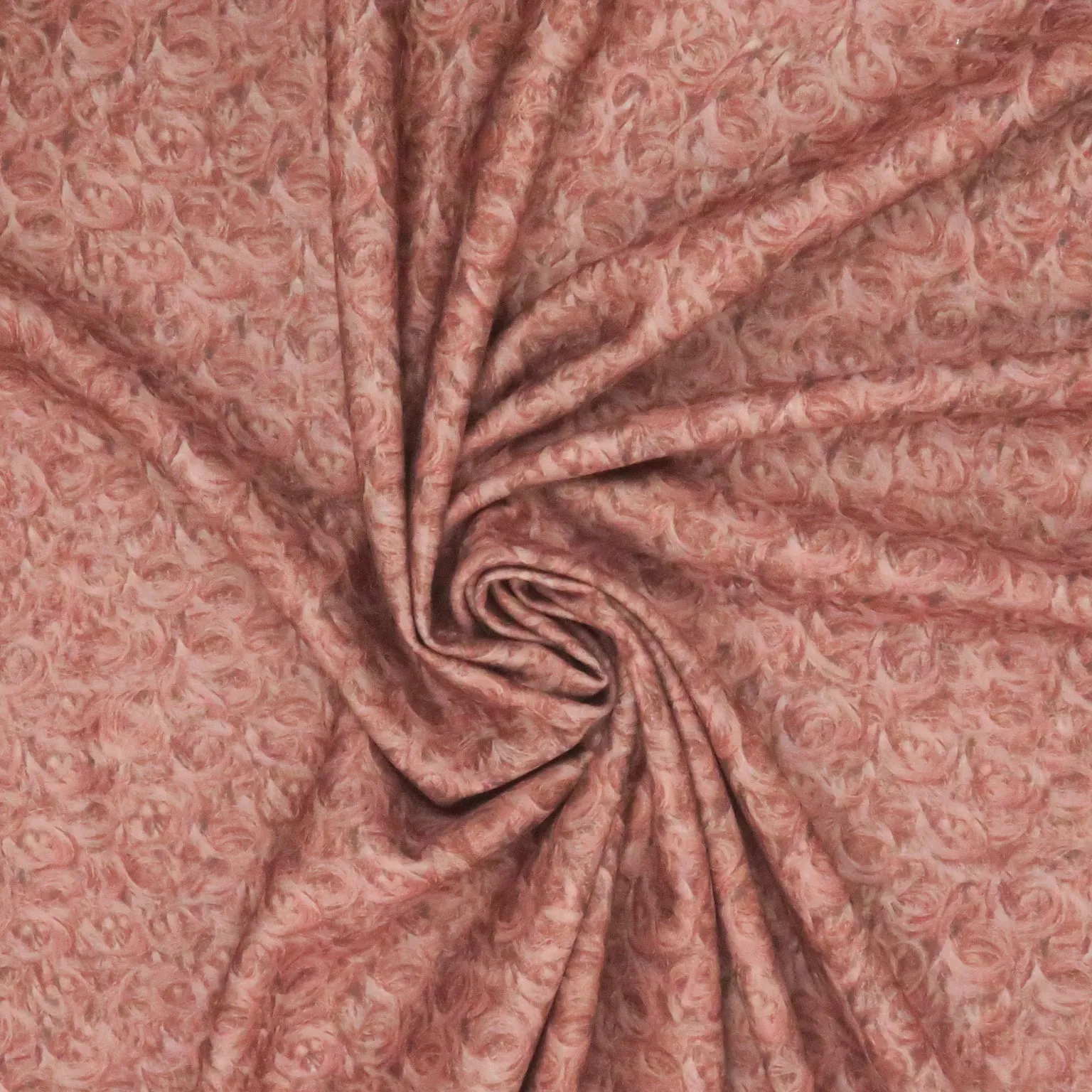 Brown and Burgundy Abstract Silk & Wool Blend Fabric