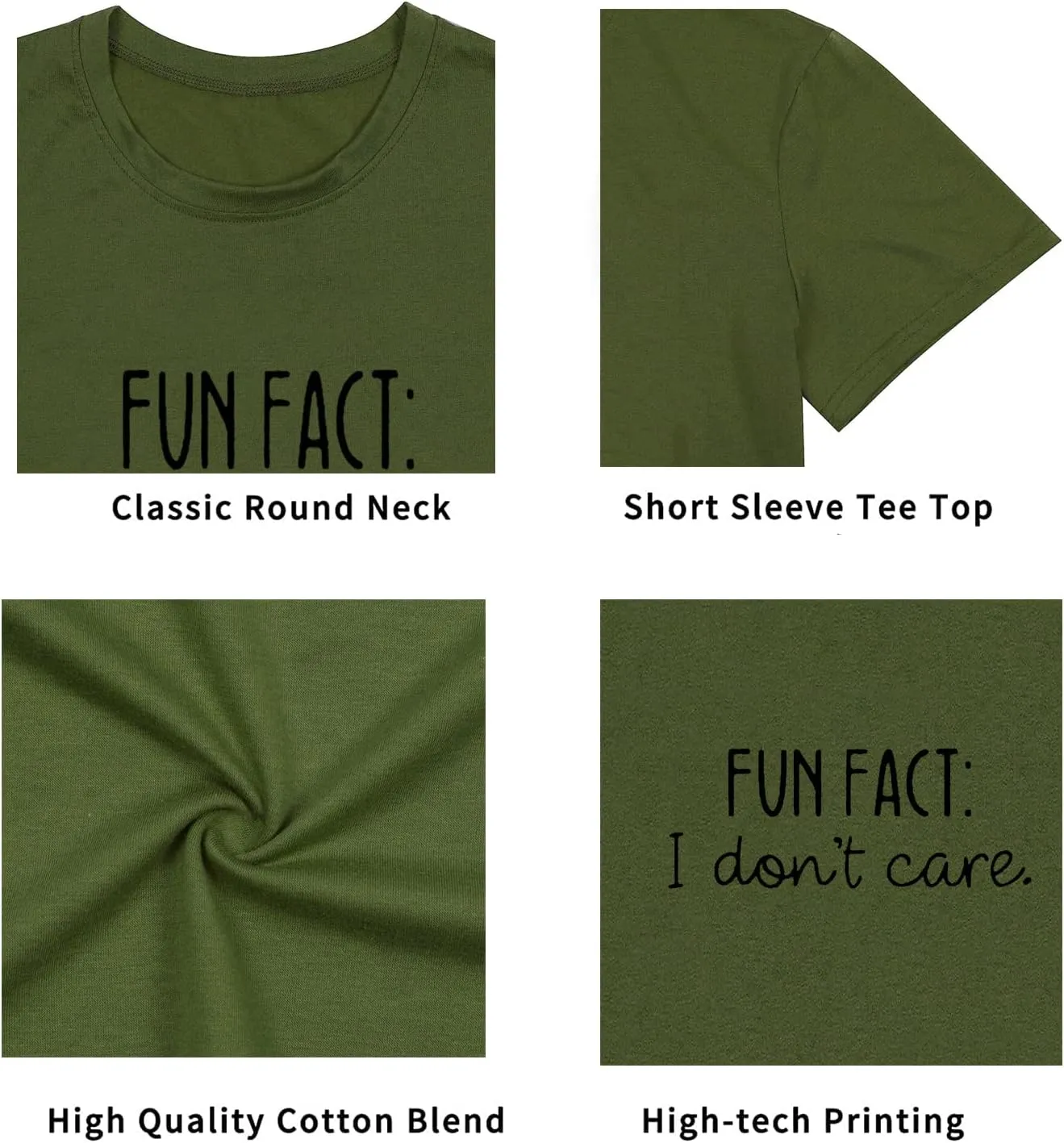 Calvin Fun Fact l Don't Care Letter Print T-Shirt for Women Funny Sayings Graphic Tees
