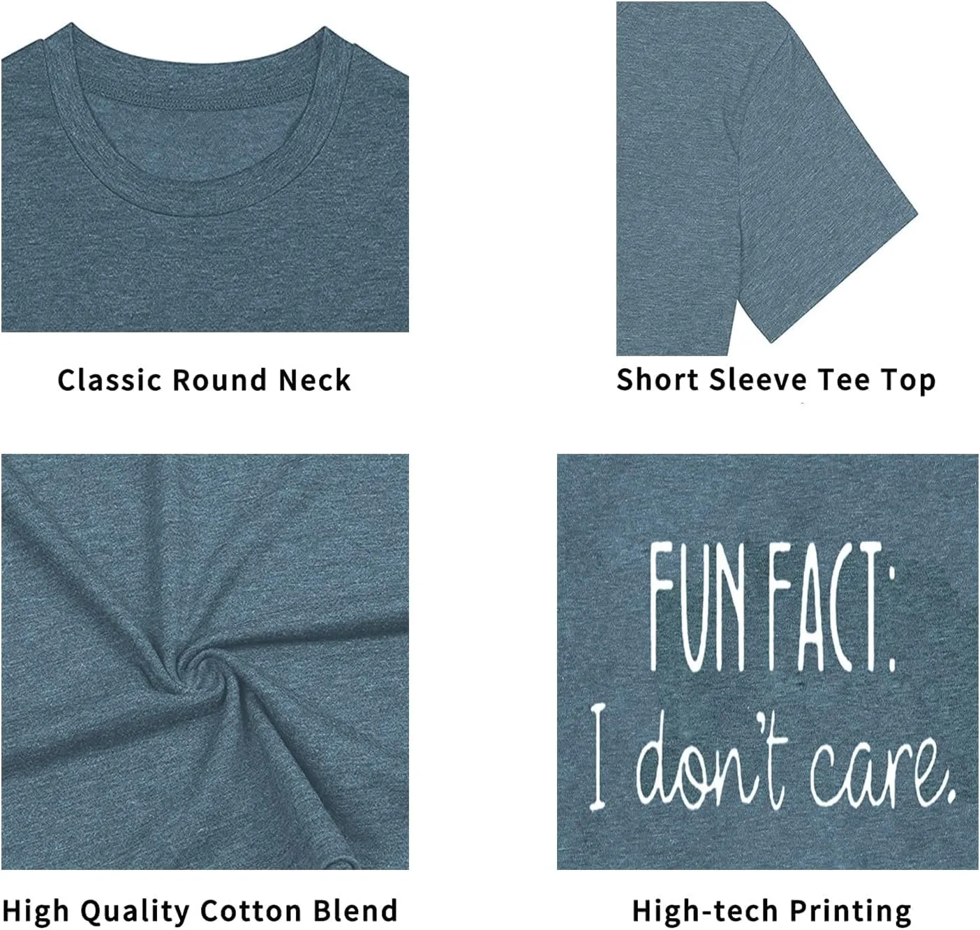 Calvin Fun Fact l Don't Care Letter Print T-Shirt for Women Funny Sayings Graphic Tees