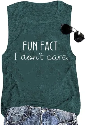 Calvin Fun Fact l Don't Care Letter Print T-Shirt for Women Funny Sayings Graphic Tees