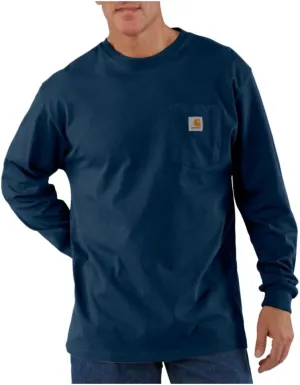 Carhartt Men's Loose Fit Heavyweight Long-Sleeve Pocket T-Shirt, Navy, REG-3XL