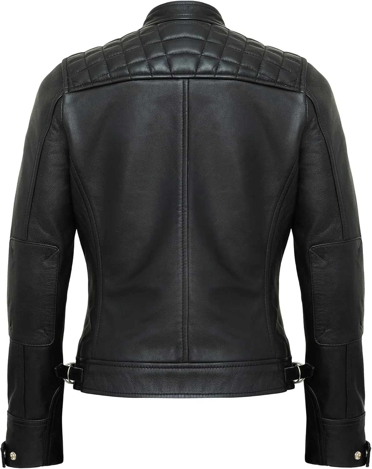 Casual Outerwear Real Lambskin Motorcycle Jacket Women - Classic Biker Style Euro Collar Womens Leather Jacket
