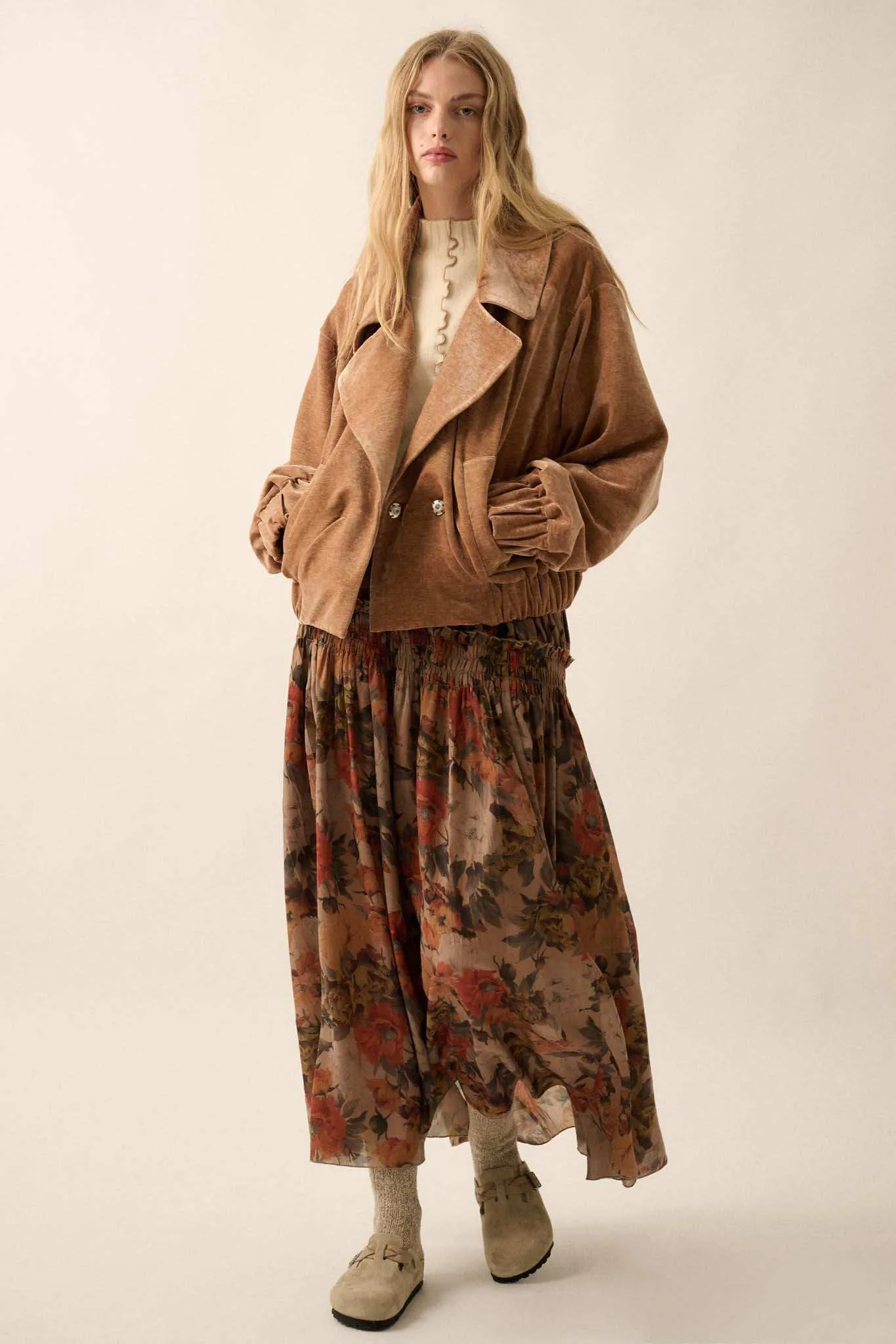 Chill Factor Washed Velvet Oversized Lapel Jacket