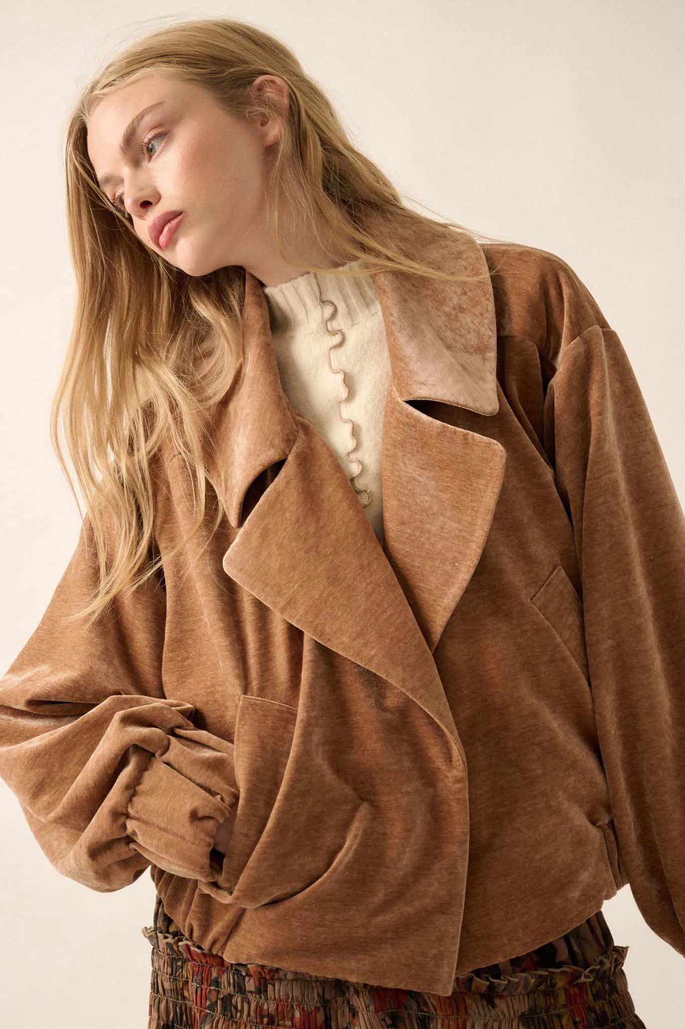Chill Factor Washed Velvet Oversized Lapel Jacket