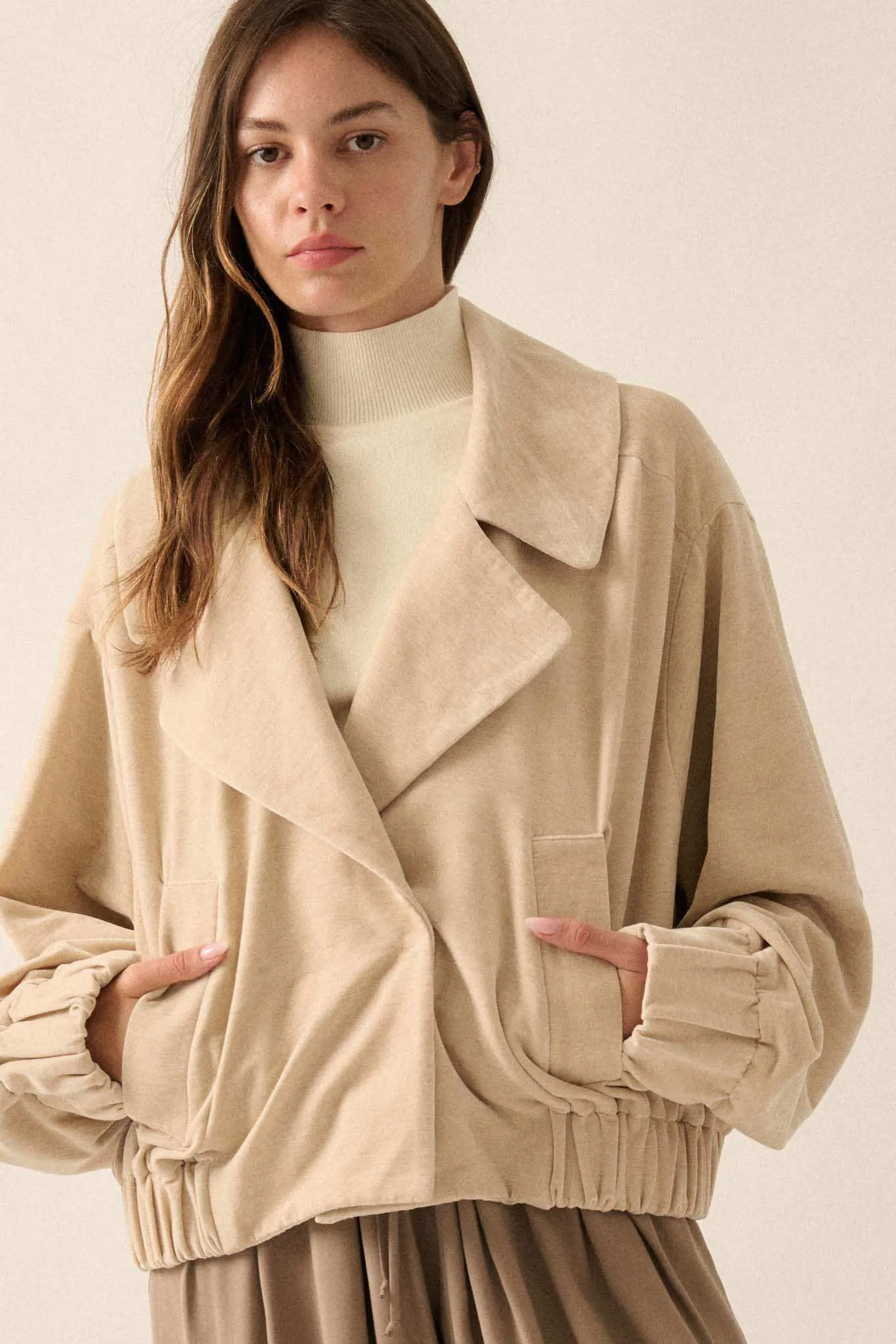 Chill Factor Washed Velvet Oversized Lapel Jacket