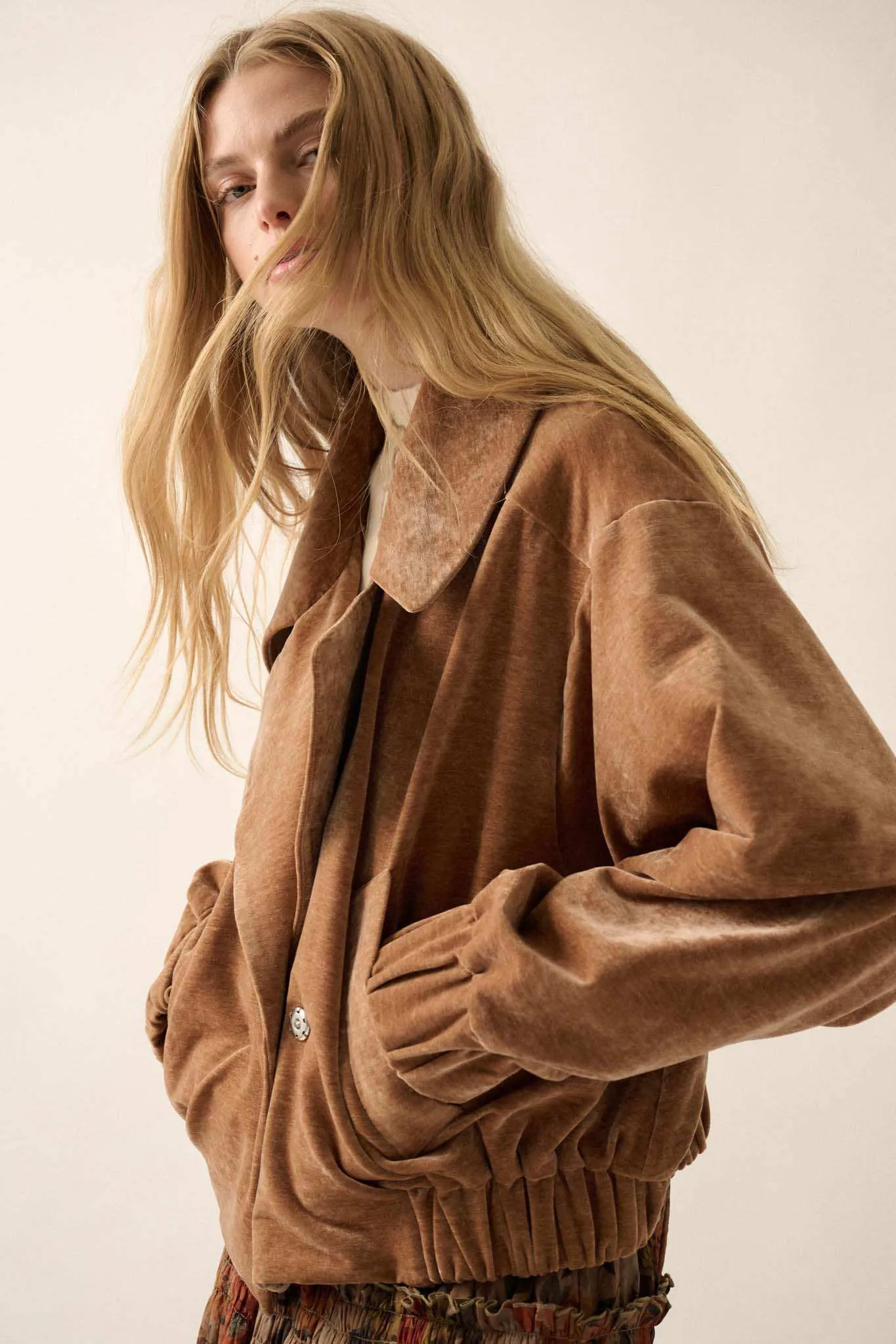 Chill Factor Washed Velvet Oversized Lapel Jacket