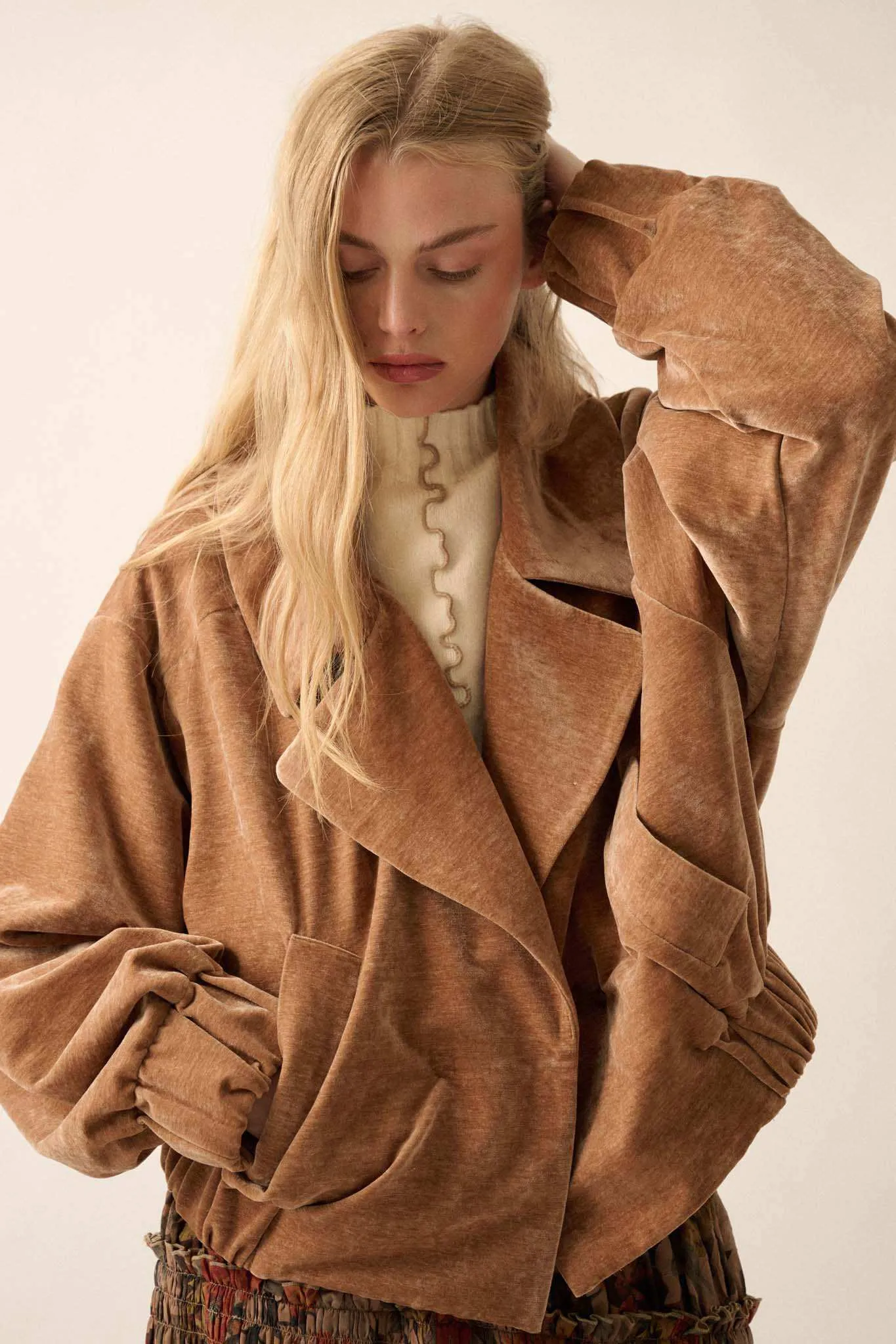 Chill Factor Washed Velvet Oversized Lapel Jacket
