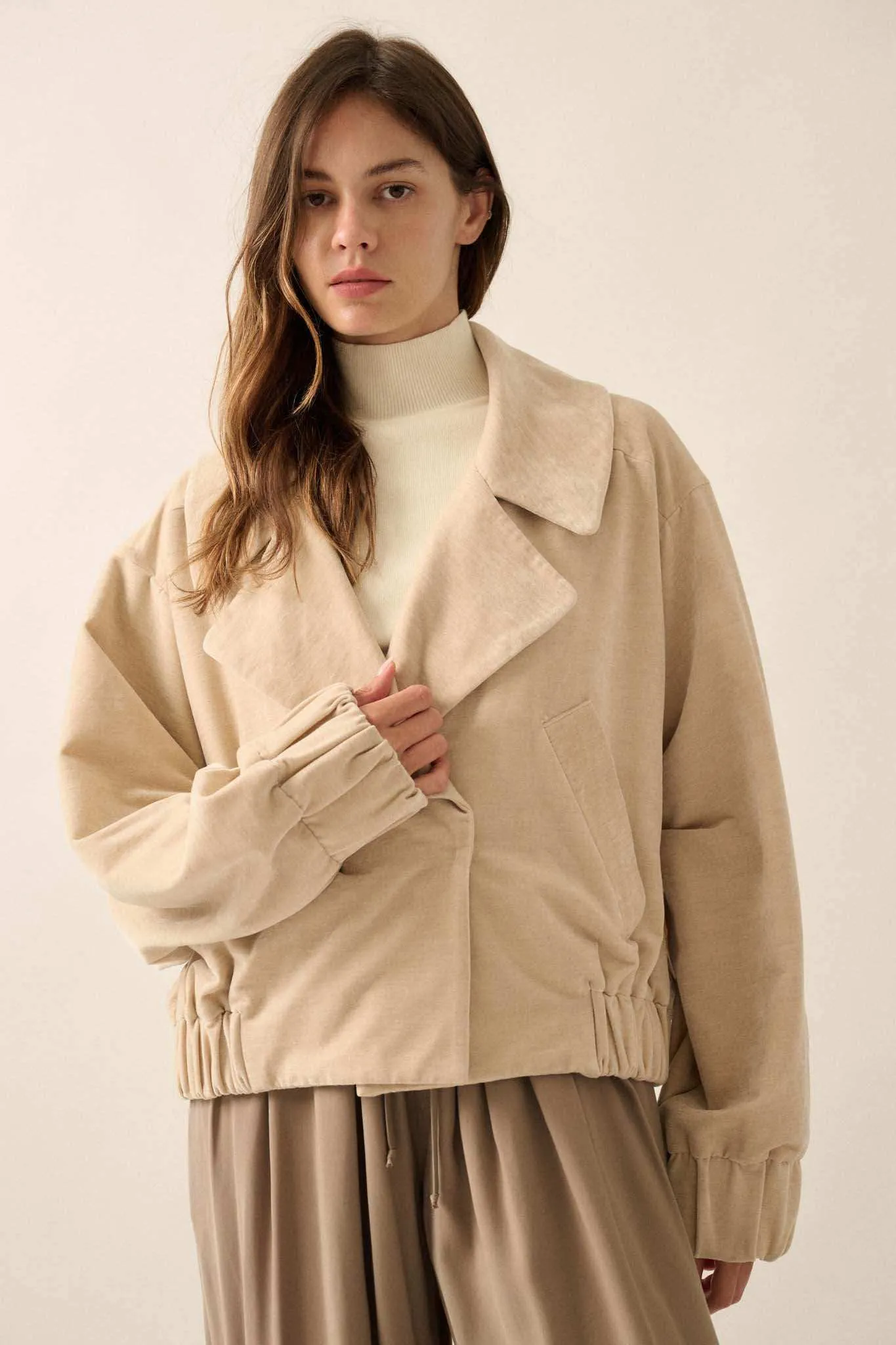 Chill Factor Washed Velvet Oversized Lapel Jacket