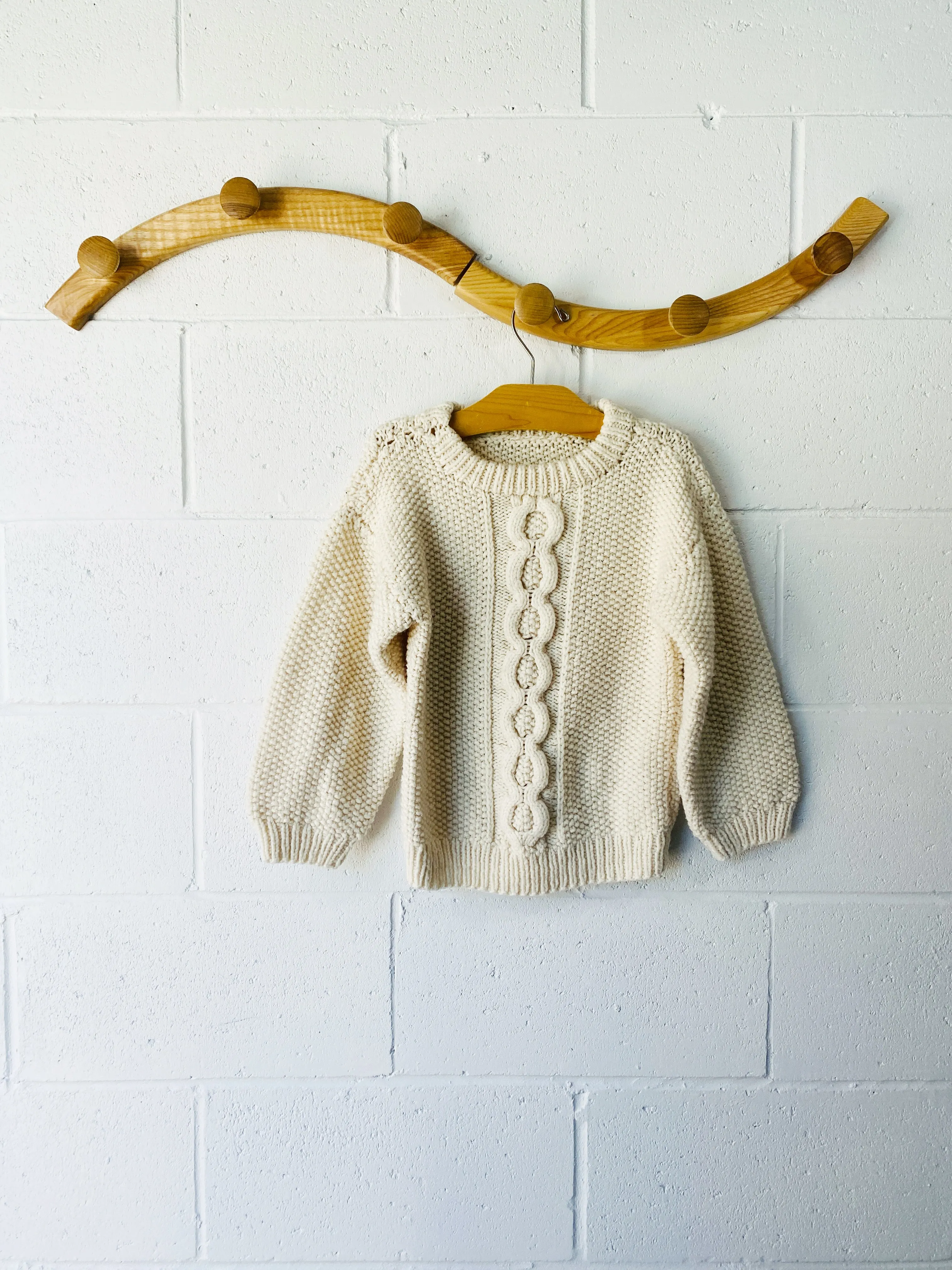 Cream Cable Knit Sweater, 4-5 years