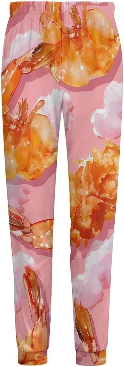 Crispy Hot Shrimps in Tempura Men's Pajama Pants Soft Loungewear Bottoms Lightweight Sleepwear