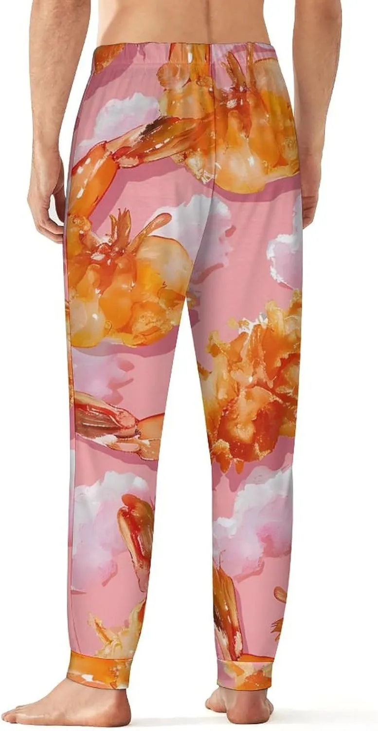 Crispy Hot Shrimps in Tempura Men's Pajama Pants Soft Loungewear Bottoms Lightweight Sleepwear
