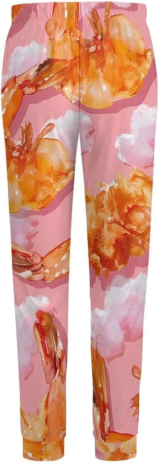 Crispy Hot Shrimps in Tempura Men's Pajama Pants Soft Loungewear Bottoms Lightweight Sleepwear