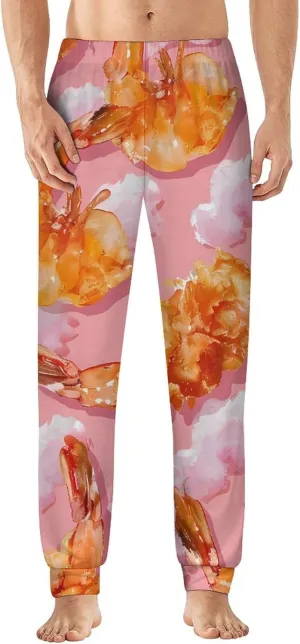 Crispy Hot Shrimps in Tempura Men's Pajama Pants Soft Loungewear Bottoms Lightweight Sleepwear