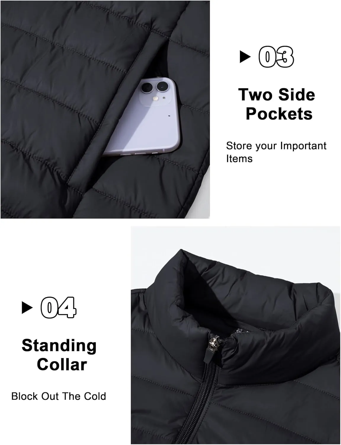 CRYSULLY Men's Puffer Jacket Full Zip Warm Jacket Windproof Water Resist Jackets Winter Insulated Coat