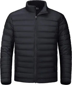 CRYSULLY Men's Puffer Jacket Full Zip Warm Jacket Windproof Water Resist Jackets Winter Insulated Coat