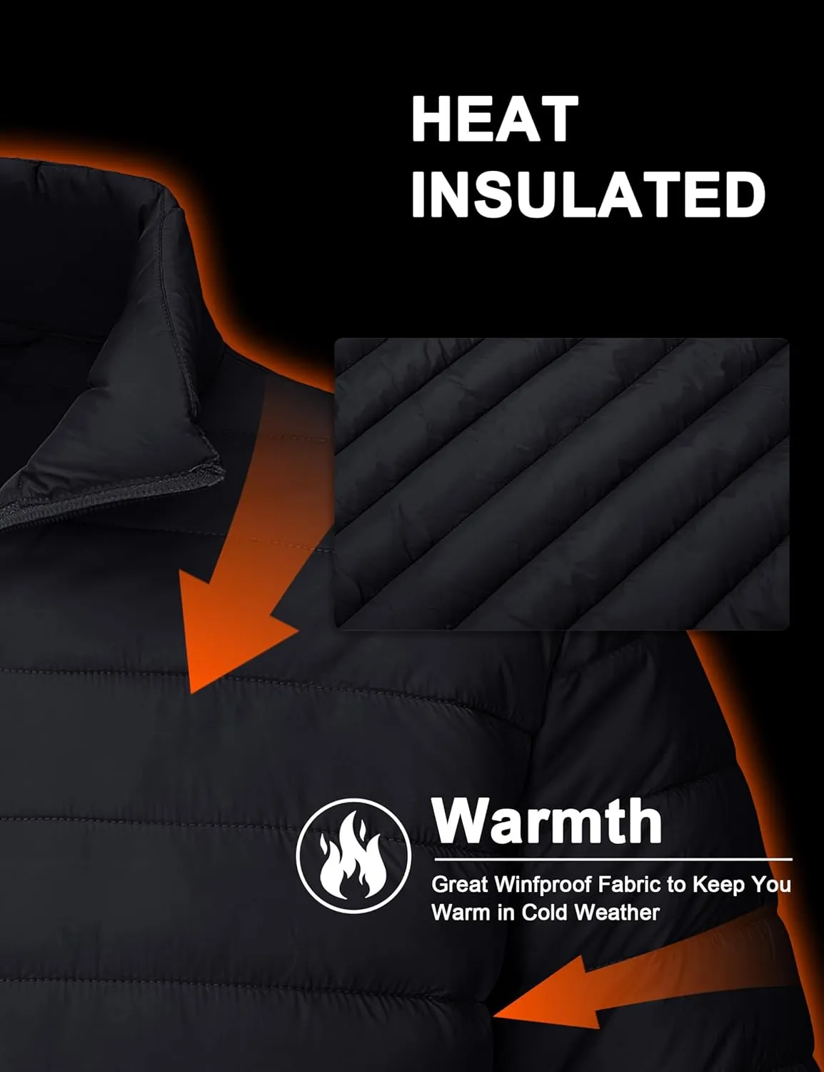CRYSULLY Men's Puffer Jacket Full Zip Warm Jacket Windproof Water Resist Jackets Winter Insulated Coat
