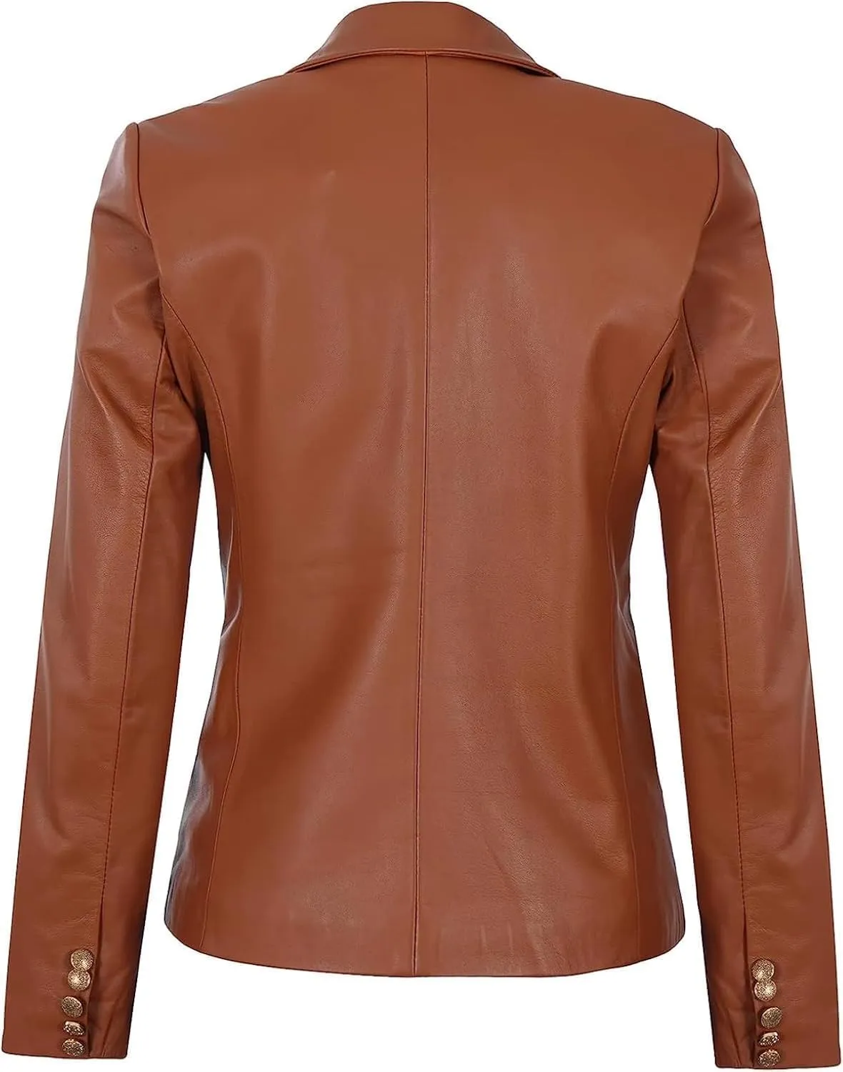Decrum Leather Blazer Women - Classic Double Breasted Coat Women Elegant Brown and Black Blazer Jacket for Womens