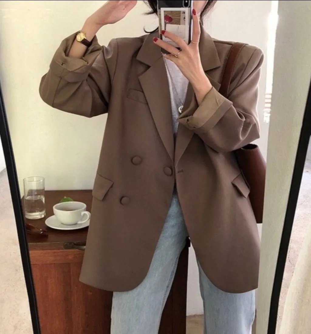 Double Breasted Thin Pockets Blazer