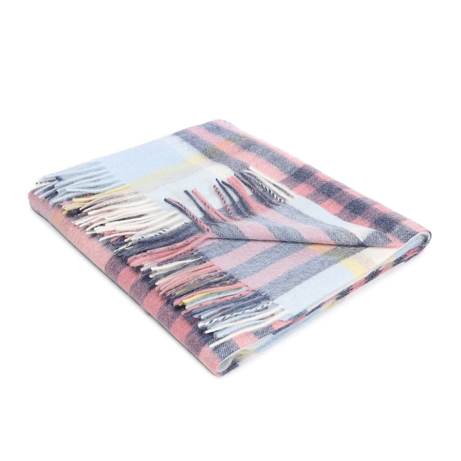 Edinburgh Lambswool Stole Chequer Tartan - Pastel Pink
