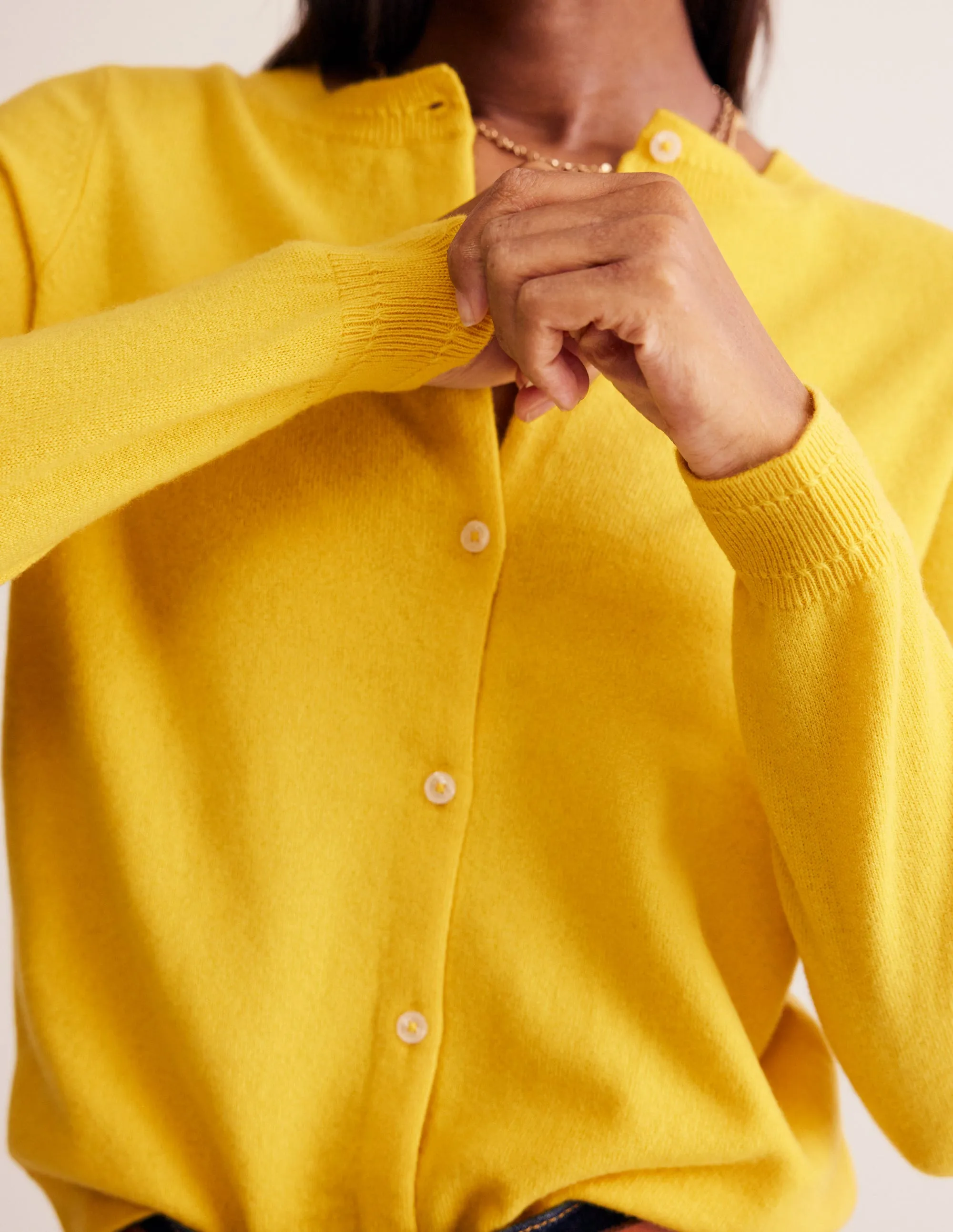 Eva Cashmere Crew Cardigan-Passion Fruit