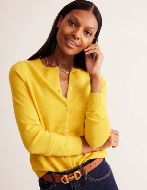Eva Cashmere Crew Cardigan-Passion Fruit