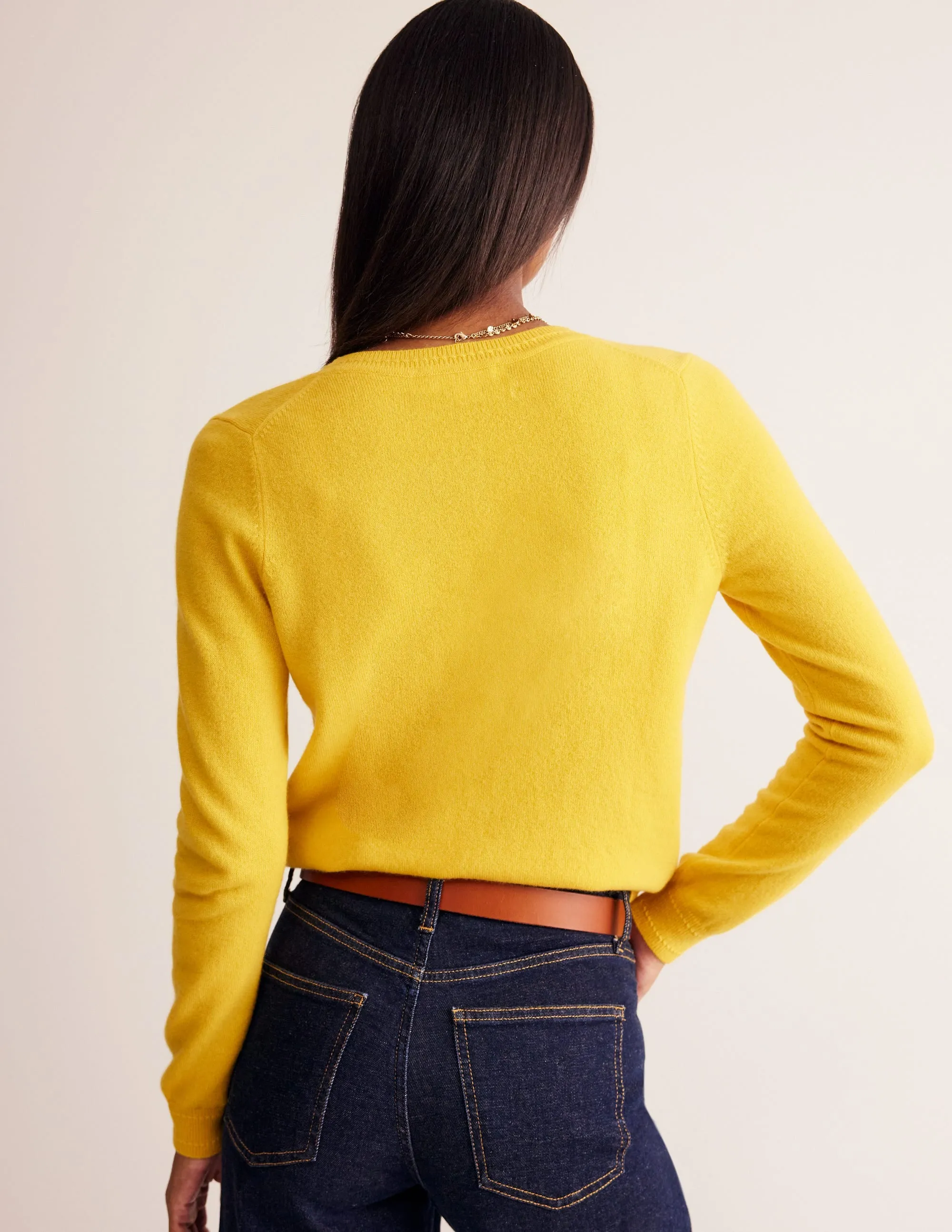 Eva Cashmere Crew Cardigan-Passion Fruit
