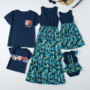 Family Matching Floral Print Dresses & T-shirts Sets