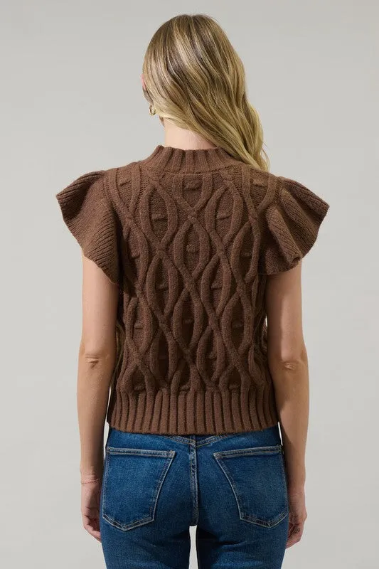 Flutter Sleeve Cable knit sweater