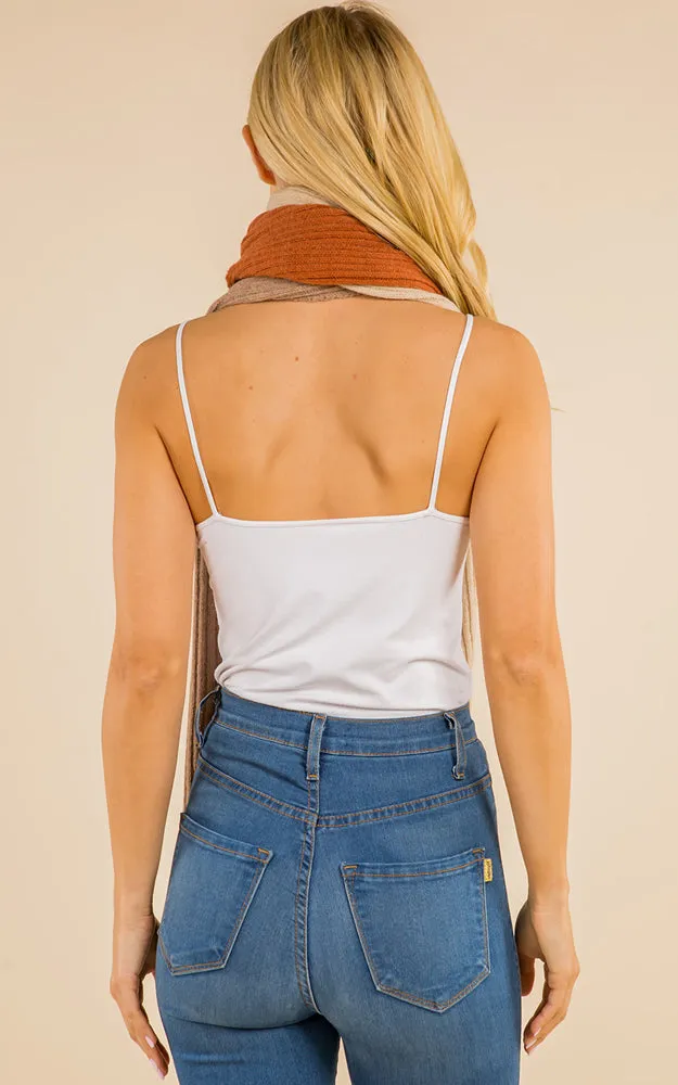 GAO4215 Cable Knit Color Block Oblong Scarf