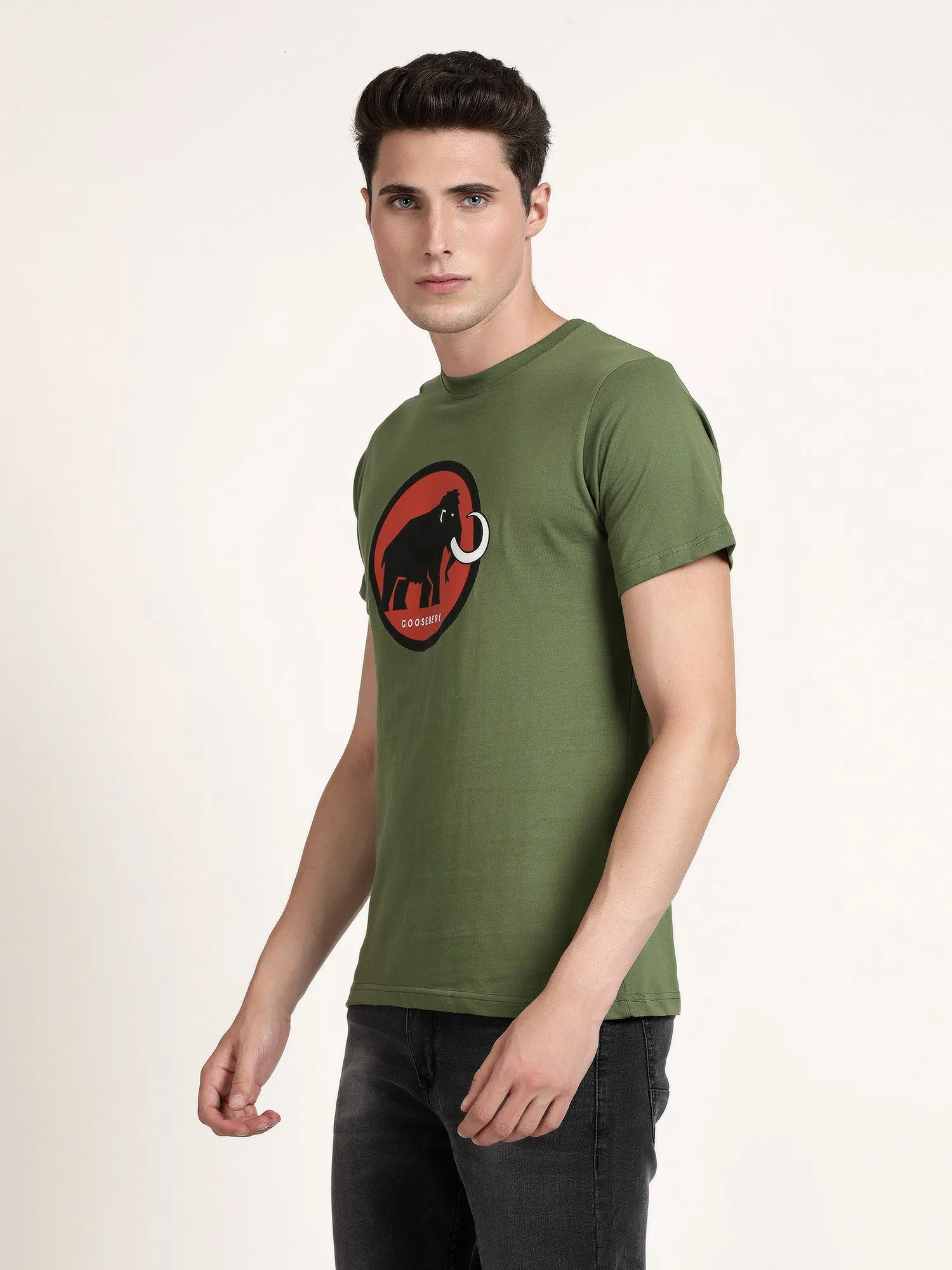 Green Casual Men's T-Shirts (SPINA1004)
