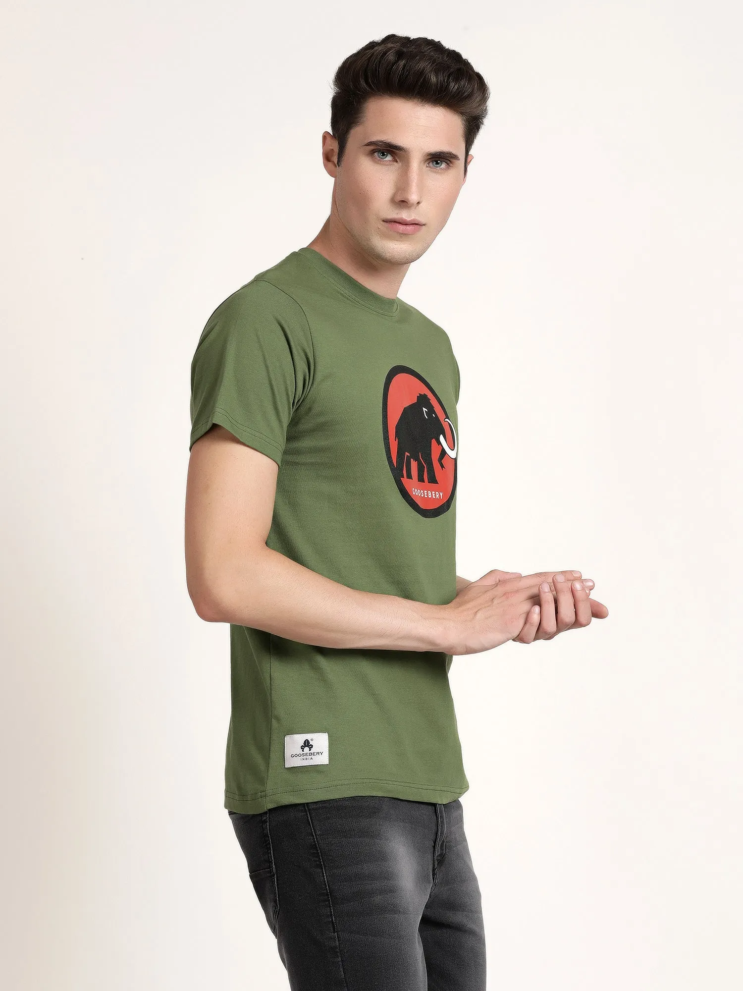Green Casual Men's T-Shirts (SPINA1004)