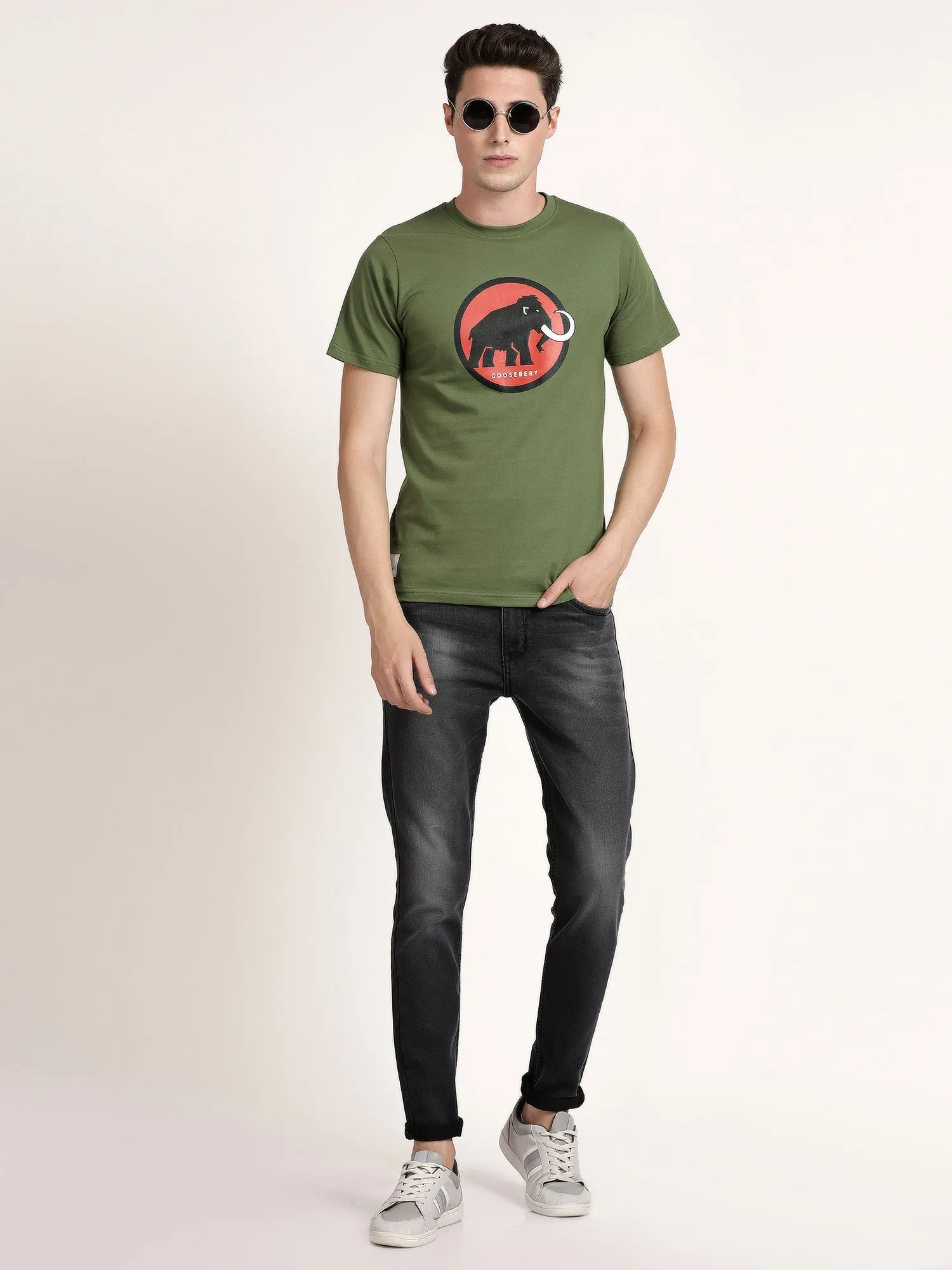 Green Casual Men's T-Shirts (SPINA1004)