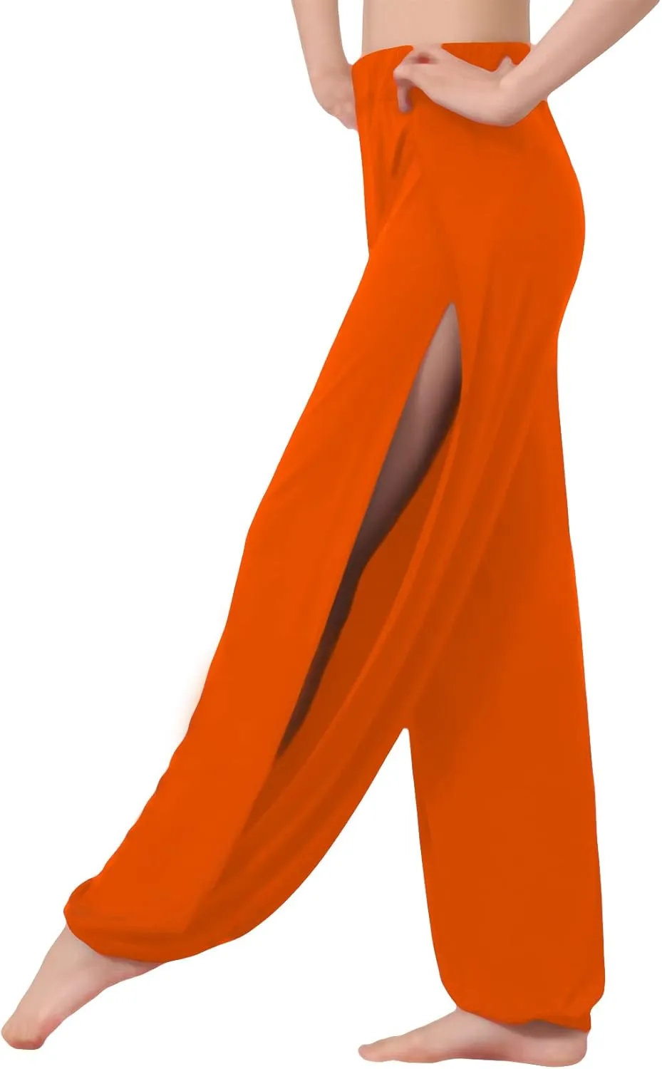 Hoerev Women's Soft Slit Leg Pants Harem Dance Yoga Pilates Pants