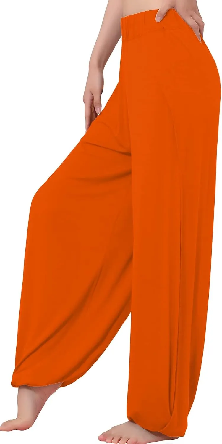 Hoerev Women's Soft Slit Leg Pants Harem Dance Yoga Pilates Pants