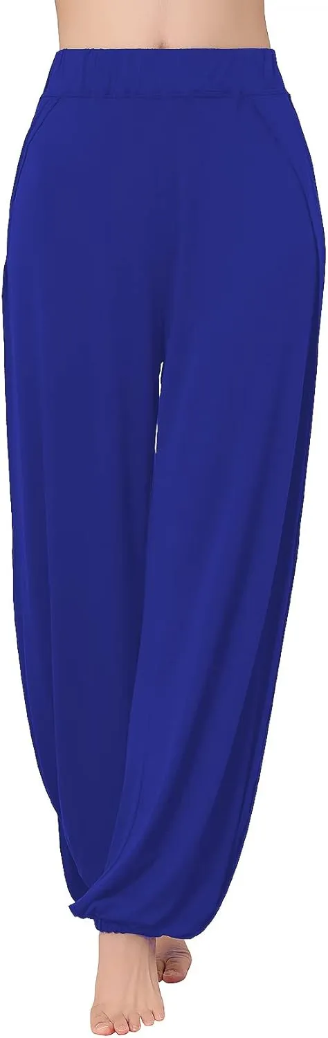 Hoerev Women's Soft Slit Leg Pants Harem Dance Yoga Pilates Pants