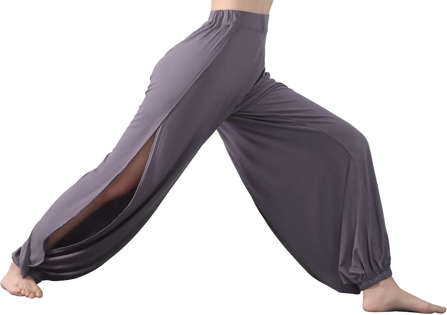 Hoerev Women's Soft Slit Leg Pants Harem Dance Yoga Pilates Pants