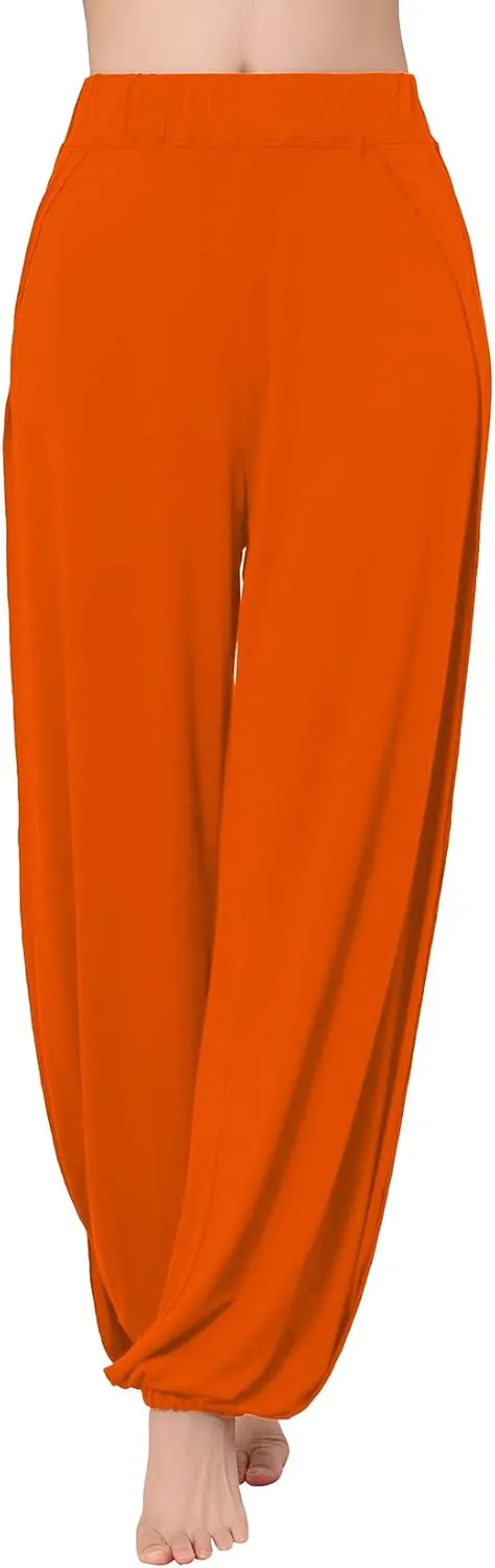 Hoerev Women's Soft Slit Leg Pants Harem Dance Yoga Pilates Pants