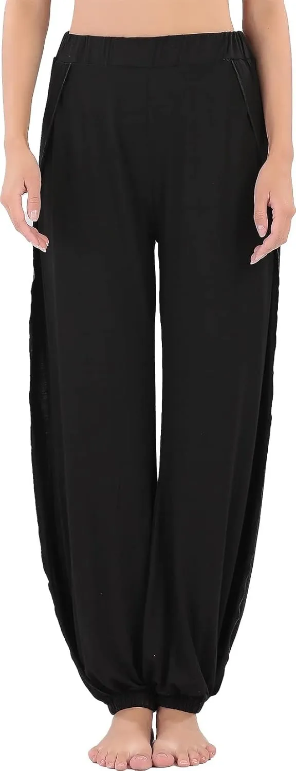 Hoerev Women's Soft Slit Leg Pants Harem Dance Yoga Pilates Pants