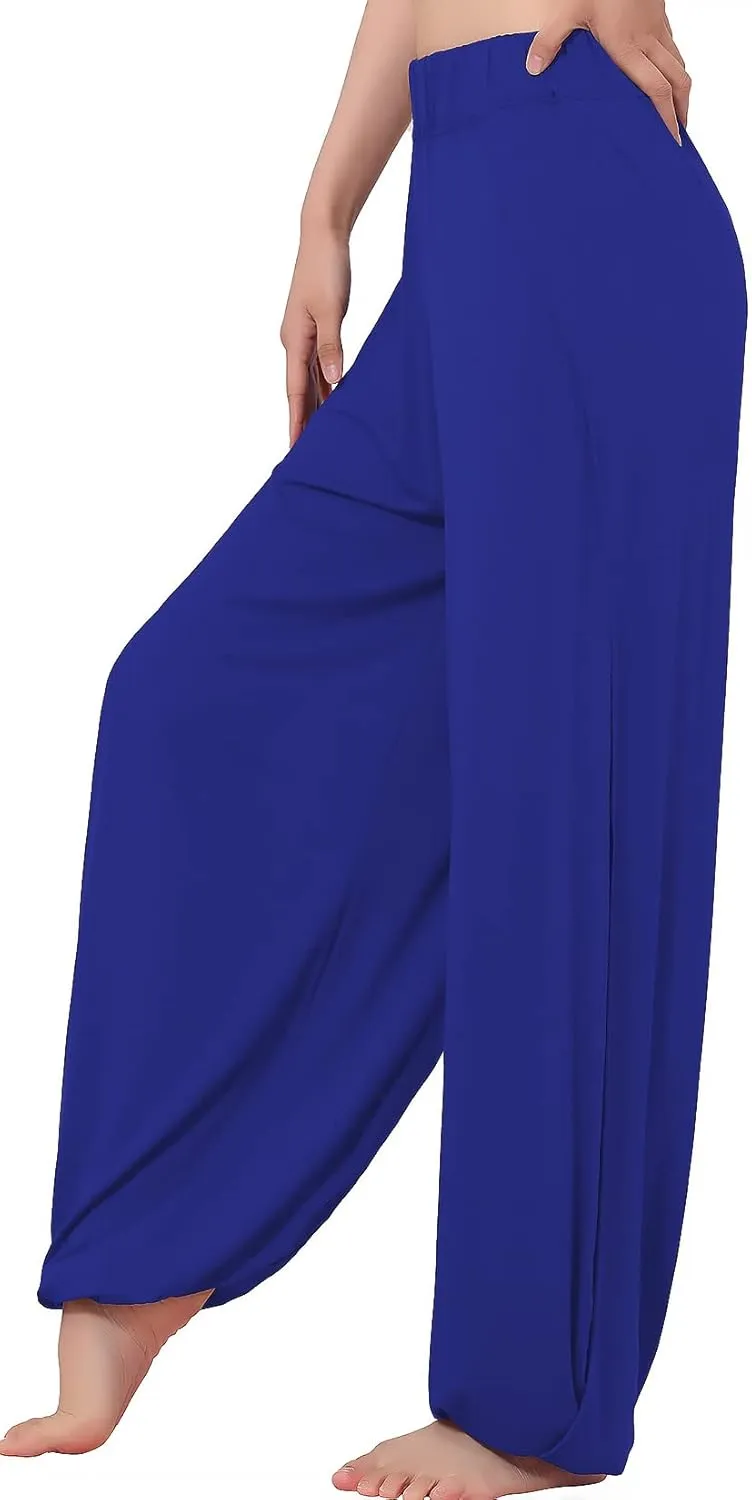 Hoerev Women's Soft Slit Leg Pants Harem Dance Yoga Pilates Pants