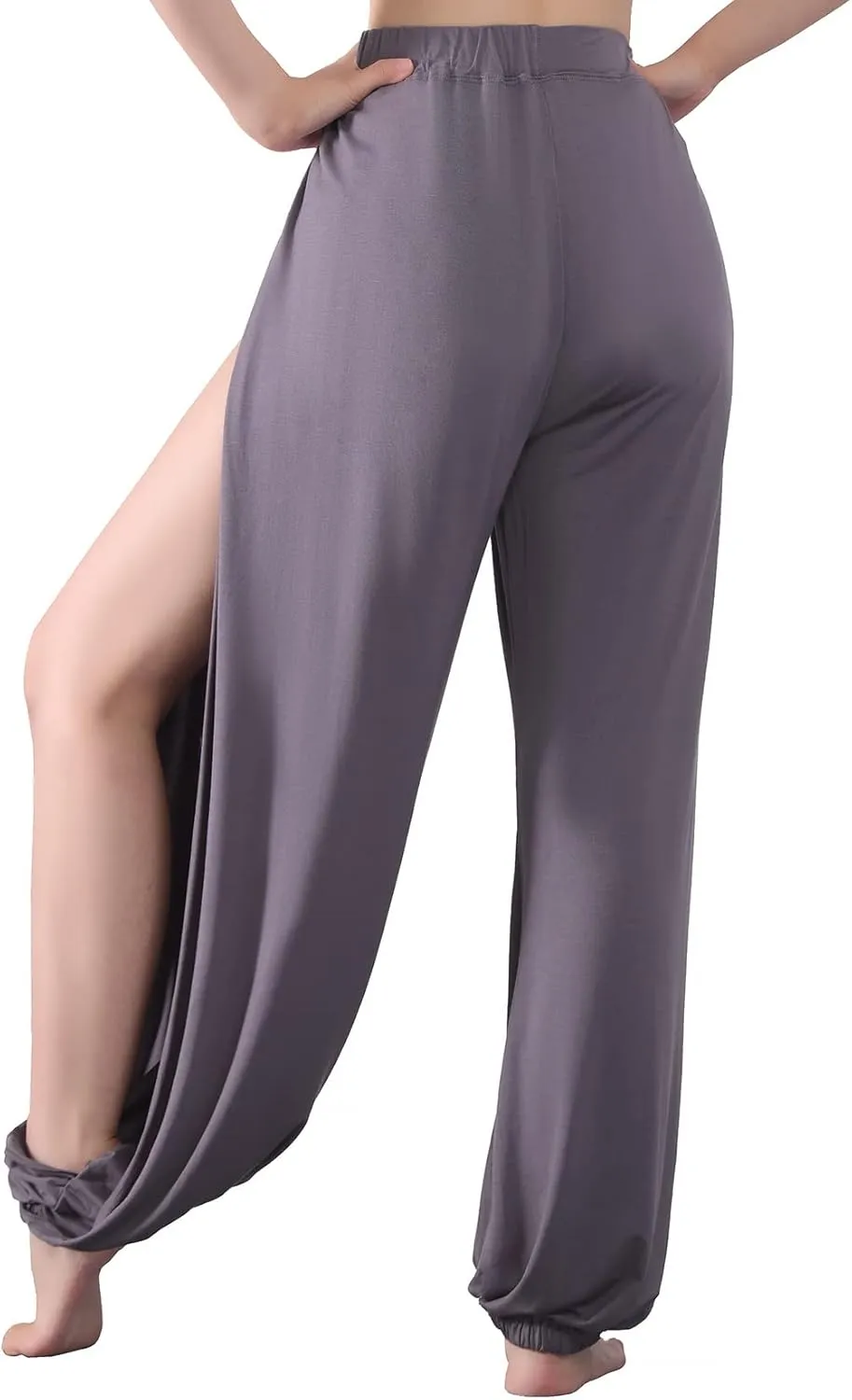 Hoerev Women's Soft Slit Leg Pants Harem Dance Yoga Pilates Pants