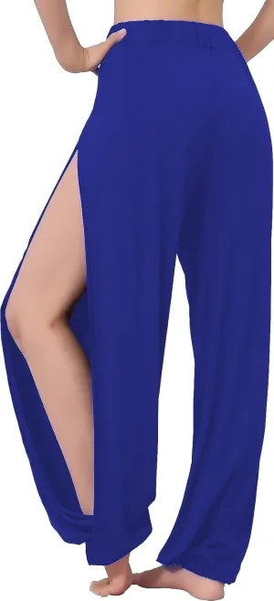 Hoerev Women's Soft Slit Leg Pants Harem Dance Yoga Pilates Pants
